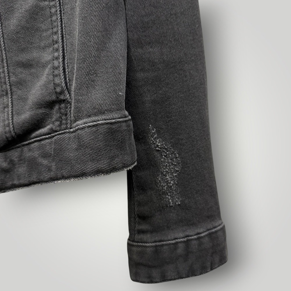 Zadig & Voltaire Y2K Kioky Grunge Black Denim Jacket Rhinestone Eagle XS - Picture 7 of 11
